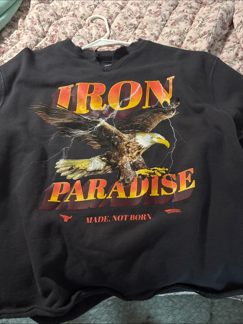 Iron Paradise Eagle Graphic Sweatshirt - Black with Yellow & Red Print